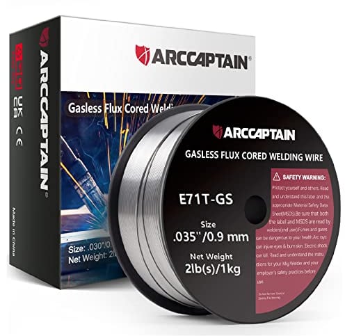 ARCCAPTAIN E71T-GS - Filo per saldatura, bobina da 0,9 kg, in acciaio al carbonio, senza gas, per saldatura MIG