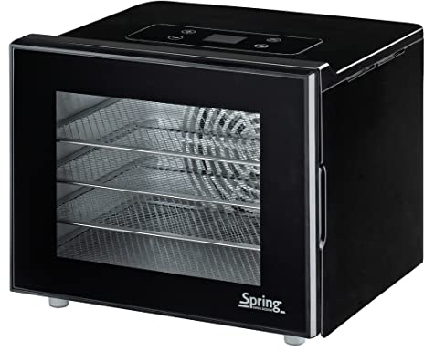 Spring Essiccatore Basic 30, 0 × 25, 5 21, cm, sistema di essiccazione orizzontale da 35 °C a 70, timer 1 finestra 24 ore con griglia di essiccazione e vassoio per pelle di frutta, 3812407001, acciaio