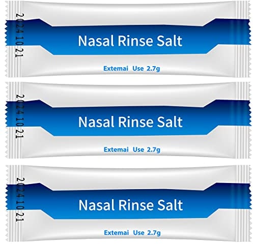 100 salinas de sal Neti, solución salina envuelta individualmente para macetas Neti, riego nasal, botellas exprimibles y alivio sinusal | Cuidado sinusal