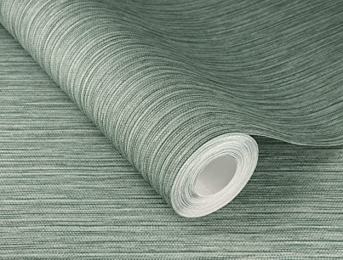 Rasch Tapete 537666 - Grüne Vliestapete mit feiner Linien-Struktur, Kollektion Curiosity - 10,05m x 0,53m