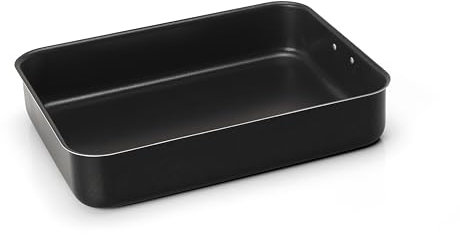 Zanetti - Jumbo, Lasagnera Antiaderente Misura 35 x 25 cm, Lasagnera Rettangolare con Anello per Appendere, Salvaspazio, Colore Nero, Made in Italy