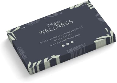 Visitenkarten personalisiert | Design Wellness | 1-seitig | Querformat | Menge + Farbe + Papier zur Auswahl | selbst gestalten | hochwertiger Druck | 350 g Qualitätsdruck (Blau, 500 Stück)