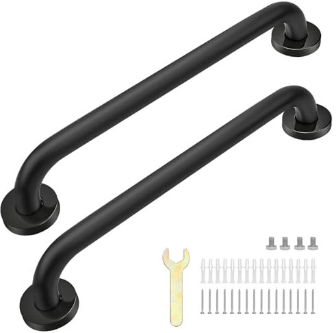 sunzone Paquete de 2 barras de agarre de ducha, barras de agarre de 16 pulgadas para baño, barra de agarre de acero inoxidable, mango de ducha para personas mayores, soporte de barandilla de