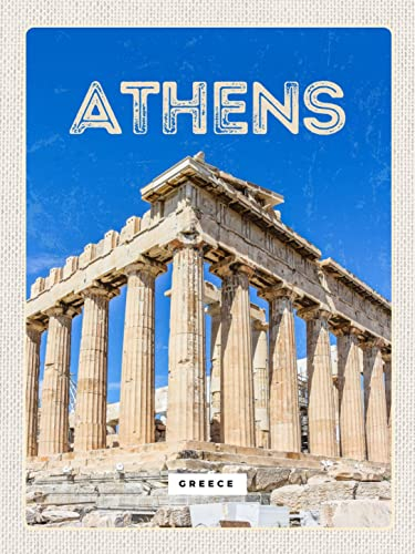 Ontrada Blechschild 30x40cm gewölbt Athen Greece Akropolis Deko Geschenk Schild