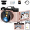 Appareil photo numérique 4K 48MP pour photographie, zoom numérique 16x, caméra de vlogging pour YouTube avec écran rabattable à 180 degrés, objectif grand angle, 2 piles et carte micro SD de 64 Go