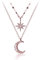 SLUYNZ 925 Sterling Silver Layered Necklace for Women Star Moon Necklace Double Chain Choker (C-Rose Gold Plated)