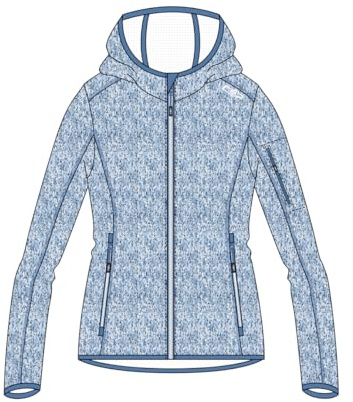 CMP Giacca in Knit-Tech da Donna con Cappuccio Fisso, Bianco Cielo, 42