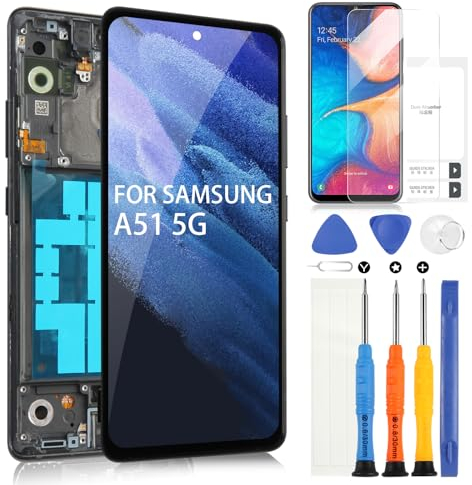 ARSSLY Écran LCD OLED pour Samsung Galaxy A51 5G A516 Écran pour SM-A516B/DS SM-A516F Digitizer Écran Tactile Assemblée avec Outils(Noir avec Cadre)