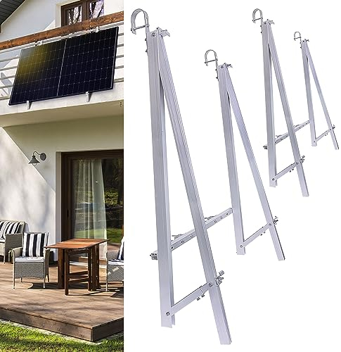 Set di 2 supporti per balconi, con ganci per ringhiera del balcone, set di montaggio stabile in alluminio, pannello solare, supporto universale (2 supporti a pannello solare 19% IVA)