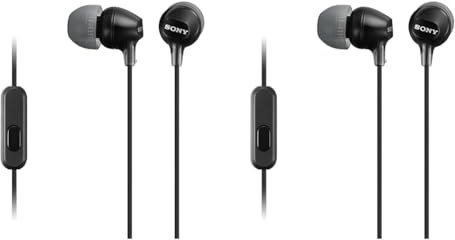 Sony MDR-EX15AP Earphones with Smartphone Mic and Control - Black (Pack of 2)