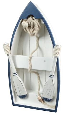 Generisch Deko Holz Ruderboot Paddelboot zum Hinstellen 35x18x7,5cm Maritime Baddekoration Aufsteller