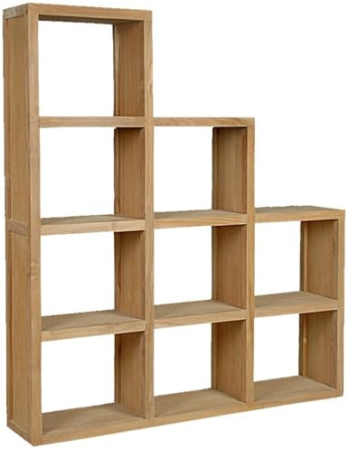 Teako Design Regal Björbo aus Teakholz, 165 x 145 x 28 cm, FLEGT-Lizenziertes Teak, Massivholzregal, Vielseitiges Raumregal, Stauraumregal, naturfarben, Massivholz