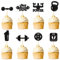 Blumomon 24Pcs Glitter Gym Theme Cupcake Toppers Weight Lifting Cupcake Toppers for Cross Fit Party Fitness Themed Birthday Party Supplies