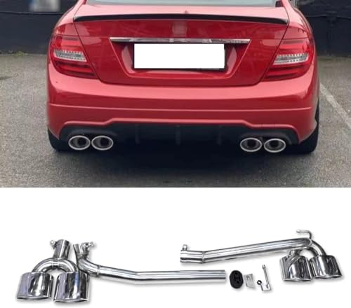 2 Stück Edelstahl Auto Auspuffblende für Mercedes Benz W204 C200 C180 C260 C63 M Sport 2013-2024, Auto Schalldämpfer Endrohrblenden Auspuffblenden Auspuff Blende Auto Auspuffrohr Ersatz Zubehör