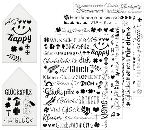 4 PCS Rub On Sticker, 14x19cm Kerzentattoo, Kerzenaufkleber Sprüche für Raysin Keraflott Möbel Glas Holz DIY Deko Rub On Folie Rubons Aufkleber