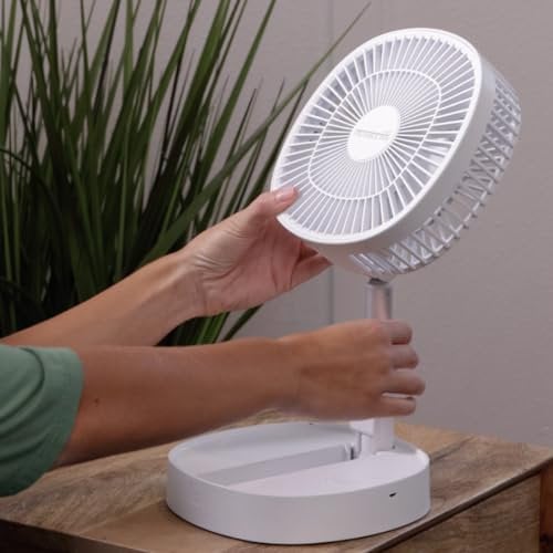 JML Starlyf Foldable Fan – Portable, Rechargeable, 3-Speed Fan with Adjustable Height Up to 90cm – Desk, Standing or Handheld Use – Ideal for Travel