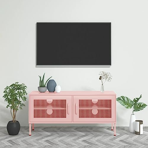 Générique Meuble TV Rose 105x35x50 cm Acier,Meubles,Meubles TV,Rose,35.27 LB,336238