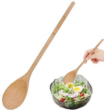 Wooden Spoons for Cooking, 12in Long Stirring Spoon Handmade Natural Wood Spoon Large Baking Mixing Spoon-1 Piece