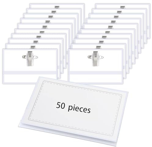 50 badge, porta badge, badge con nome, badge per lavoro, badge con nome, porta badge, badge con spillo, porta badge in plastica, porta badge con clip, porta badge con clip, porta badge con nome