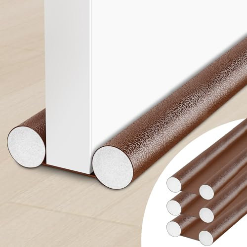 TOFFCAEA 2 Stücke Zugluftstopper für türen 96cm, Zugluftstopper tür, Windstopper Türdichtung in Lederoptik,Doppelseitig Lärmschutz Energiesparend, für Windstopper (Braun, 3 Stück)
