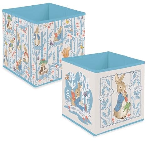 Peter Rabbit Fabric Storage Cubes – Pack of Two, Large, Blue & White