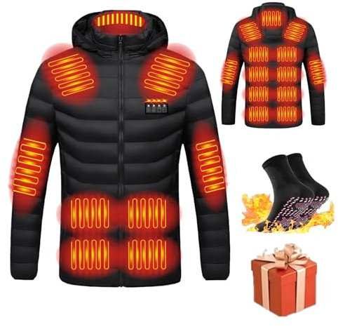 Susenstone 2023 Veste Chauffante USB, Doudoune Manteau Chauffant Électrique Hommes Femmes Lavable avec 3 Niveaux de Chauffage et 15 Zones Chauffage pour Ski Pêche Randonnée Plein Air Pas Cher Blouson