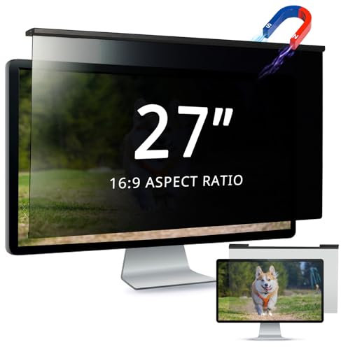 EliWhale Removable Hanging Computer Privacy Screen Filter, 27 Inch 16:9 HD Anti-blue light & Anti-glare Computer Monitor Screen Privacy Screen Protector, Width x Height is 24.2x 14.5(614mm x 369mm)