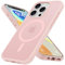 nicekool Coque Mat pour iPhone 15 Pro Magnétique Compatible avec MagSafe, Étui Translucide Mat Toucher Doux et Soyeux Housse Arrière Anti-Rayures Givrée Protection Antichoc Militaire Givré Rose