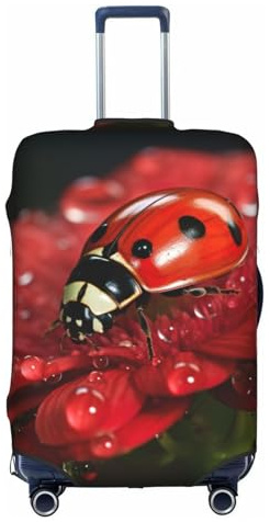 BREAUX Ladybug Trolley-Koffer-Schutzhülle mit Blumendruck, einzigartiges doppelseitiges Muster, Weiß, Größe XL, Weiß, X-Large