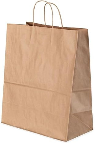 Paxit - Papiertüten mit Henkel, 50 Stück Satz, Papiertaschen, Papiertragetaschen, Kraftpapier Tüten, Papier Tüten, Papiertüte, Braun - 320x170x390 mm