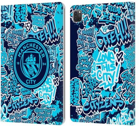 Head Case Designs Offizielle Manchester City Man City FC Muster Graffiti-Schlagwörter von Murwalls Leder-Wallet-Hülle Kompatibel mit Apple iPad Pro 11 2020/2021 / 2022