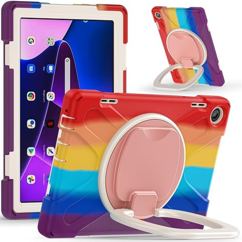 Funda para tableta Funda compatible con Lenovo Tab M10 HD 2022 3rd 10.1 TB-328FU/TB-328XU, resistente a prueba de golpes, con soporte giratorio de 360 grados, correa for la mano o el hombro, funda