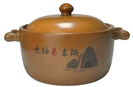 YVZNC 4-Quart Clay Cooking Pot with Lid,Unglazed Interior
