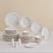 Karaca New Olio White Dinnerware Sets, Modern Kitchen Dinner Set for 12 People, Bone China Plates and Bowls Sets, Durable & Elegant, 53-Piece