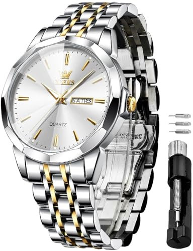 OLEVS Herrenuhren Skelettuhr Quarz Rennwagenrad Edelstahl Casual Sports Wasserdicht Leuchtend Herrenarmbanduhren