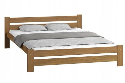 Home Collective Bett 120x200 cm, Bettgestell, Holzbett | Naturholz | Stabil & Langlebig | Mit Abgeschrägten Kanten & Verstärktem Mittelteil | 205x132x58.5 cm (BxTxH) | Eiche