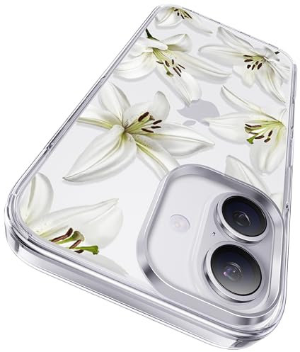 CASEKOO 2025 Crystal Clear Designed for iPhone 16 Case, [Never Yellow] [Exceeds Military-grade Protection] Shockproof Protective Phone Case Thin Slim Cover for iPhone 16, Lily