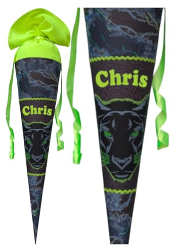 Schultüte 70 cm Passend zum Danger Cat Chiko Ranzen | mit Namen | schwarzer Panther | | für Jungen | wilde Katze | Personalisierte
