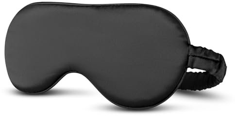 Desmend Schlafmaske Seide einfarbig Anti-Falten vollständige Abdeckung hautfreundlich 22 Momme Schwarz