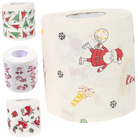 Hemobllo 4 Rollen Bedrucktes Weihnachtliches Toilettenpapier aus Weichem Papier Dekorative und Portable Toilettenpapierrolle für Zuhause und Studentenwohnheim