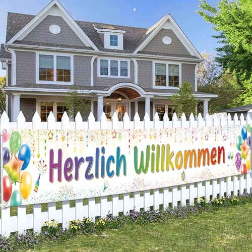 Tasoraor Herzlich Willkommen Banner Deko - Buntes Begrüßungsbanner Girlande Innen Außen(37×274 cm), Welcome Home Deko für Geburtstag Rückkehr Einzug Jubiläum Schuleinführung Firmenfeier Party