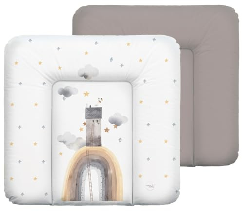 CEBA BABY Weiche Wickelauflage 75x72 cm – Wickelmatte für feste Unterlagen, Basic, OEKO-TEX® Standard 100 (Rainbow Home)