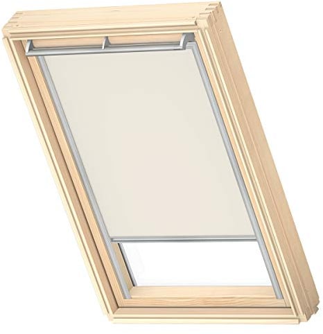 VELUX Verdunkelungsrollo (DKL), Grauer Führungsschiene, PK08, Hellbeige | Standard 100 von OEKO-TEX® zertifiziert. Stufenlose Anpassung