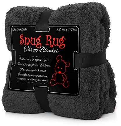Snug Rug Special Edition Luxury Grey Blanket Sherpa Fleece Blankets Soft Throw 127 x 178cm (50 x 70) Slate Grey