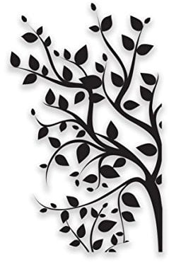 Tree Fridge sticker black self adhesive vinyl- 48x29 cm size - art decor/wall decor/kitchen decal - abstract flowers, self adhesive stickers, kitchen stickers
