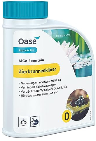 OASE 43144 AquaActiv AlGo Fountain Zierbrunnenklärer 500 ml für Zierbecken effektiver Zierbrunnenreiniger ideal als schnelle Hilfe gegen Algen und Kalk in Dekobrunnen Zierbrunnen