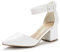 DREAM PAIRS Womens Low Mid Block Heels Mary Jane Ladies Ankle Strap Court Shoes Sandals Annee White Pu Size 9 US/ 7 UK