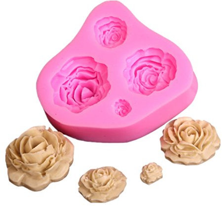 Beiersi 4 Kleine Rosen Silikon Form für Fondant Marzipan Tortendeko Ausstecher Seife Dekoration Werkzeug (Stil 5)