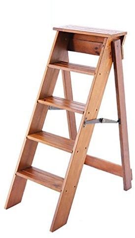 ZRXian-Tabourets Escabeau Multifonctionnel Pliant en Bois Solide de Chaise de Mode/Chaise d'escalier avec 5 étapes pour la Maison