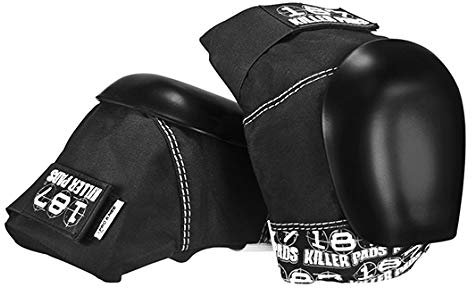 187 Rodillera Pro Negro/Blanco con Recap Negro (M)